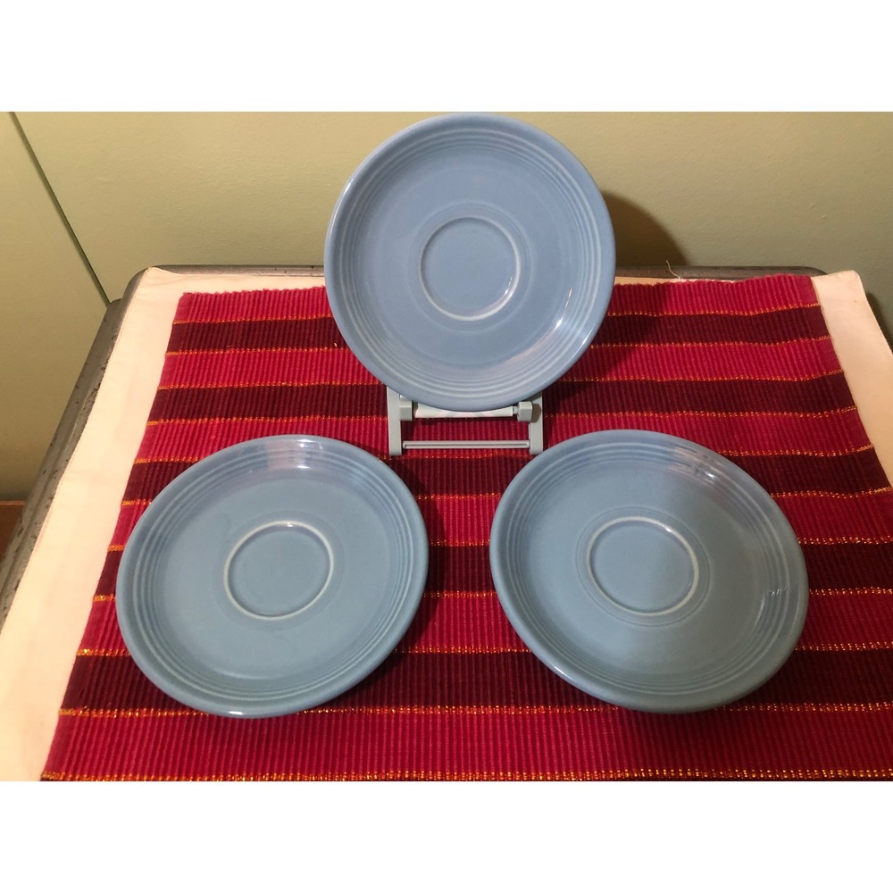 Homer Laughlin Fiesta Periwinkle Blue Saucers Set of 3 Ceramic Rings USA